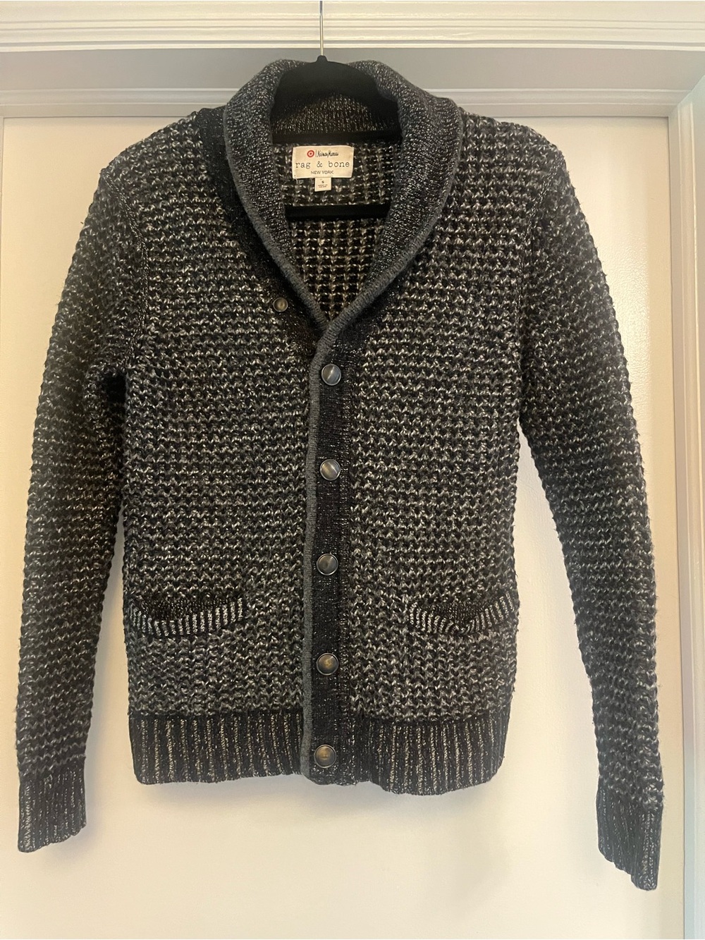 rag & bone - Wool Shawl Collar Cardigan/Coatigan - Marled Gray - size S